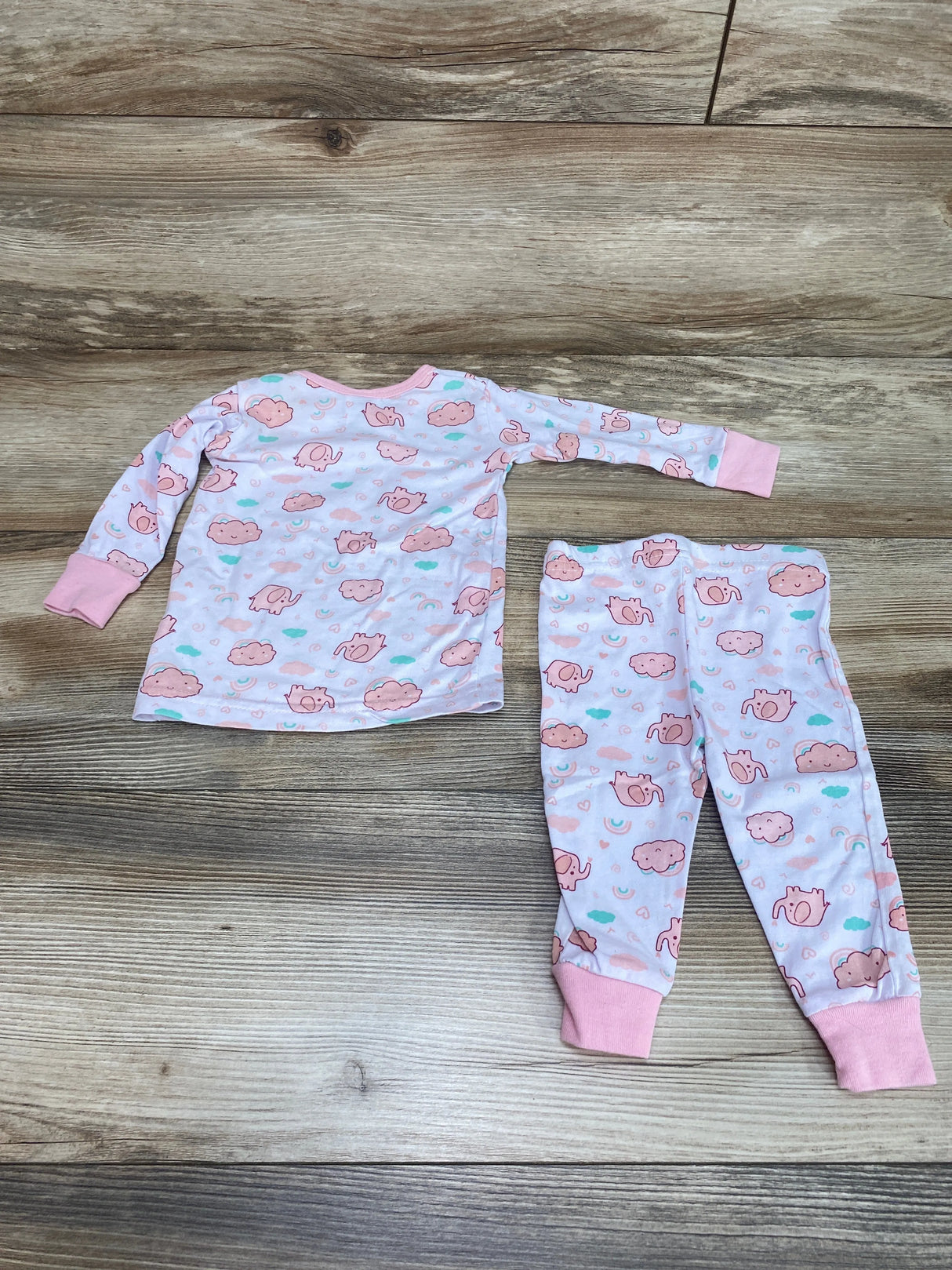 Swiggles 2pc Elephant Pajama Set White sz 3-6m