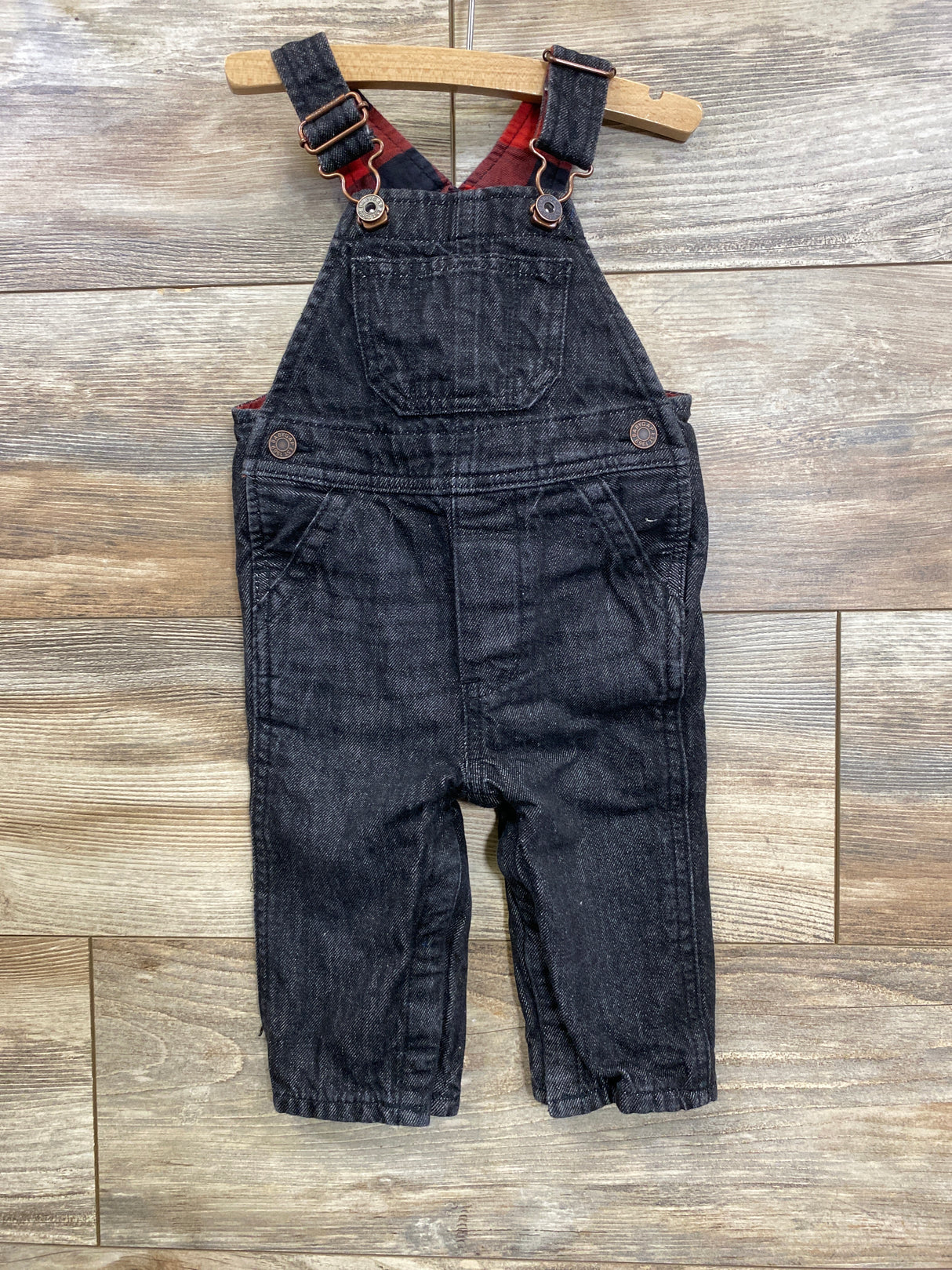 Baby Gap Plaid Lined Denim Overall Black 6-12m