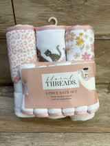 NEW FLoral Thread 9pc Bath Set - 3 Hooded Towels 6 Washcloths
