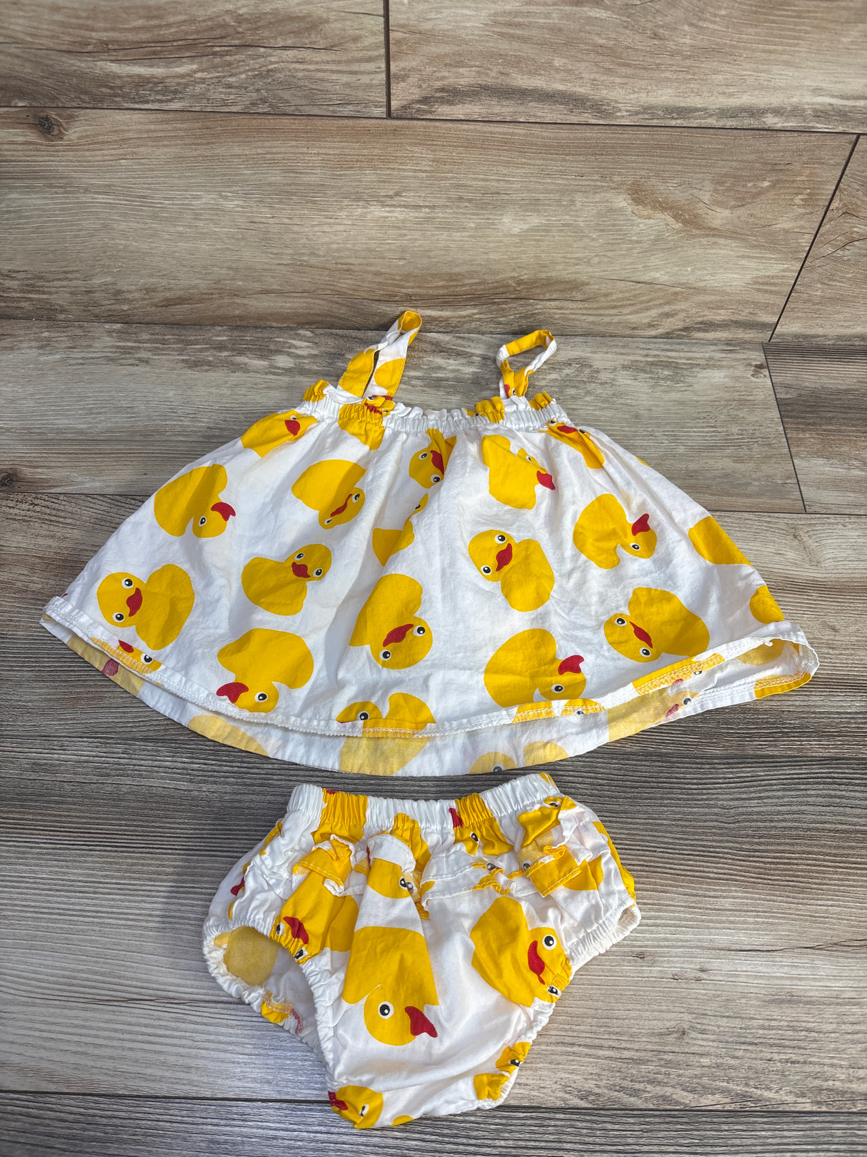 Duck Print 2pc Tank Top & Bloomers Set White sz 9-12m