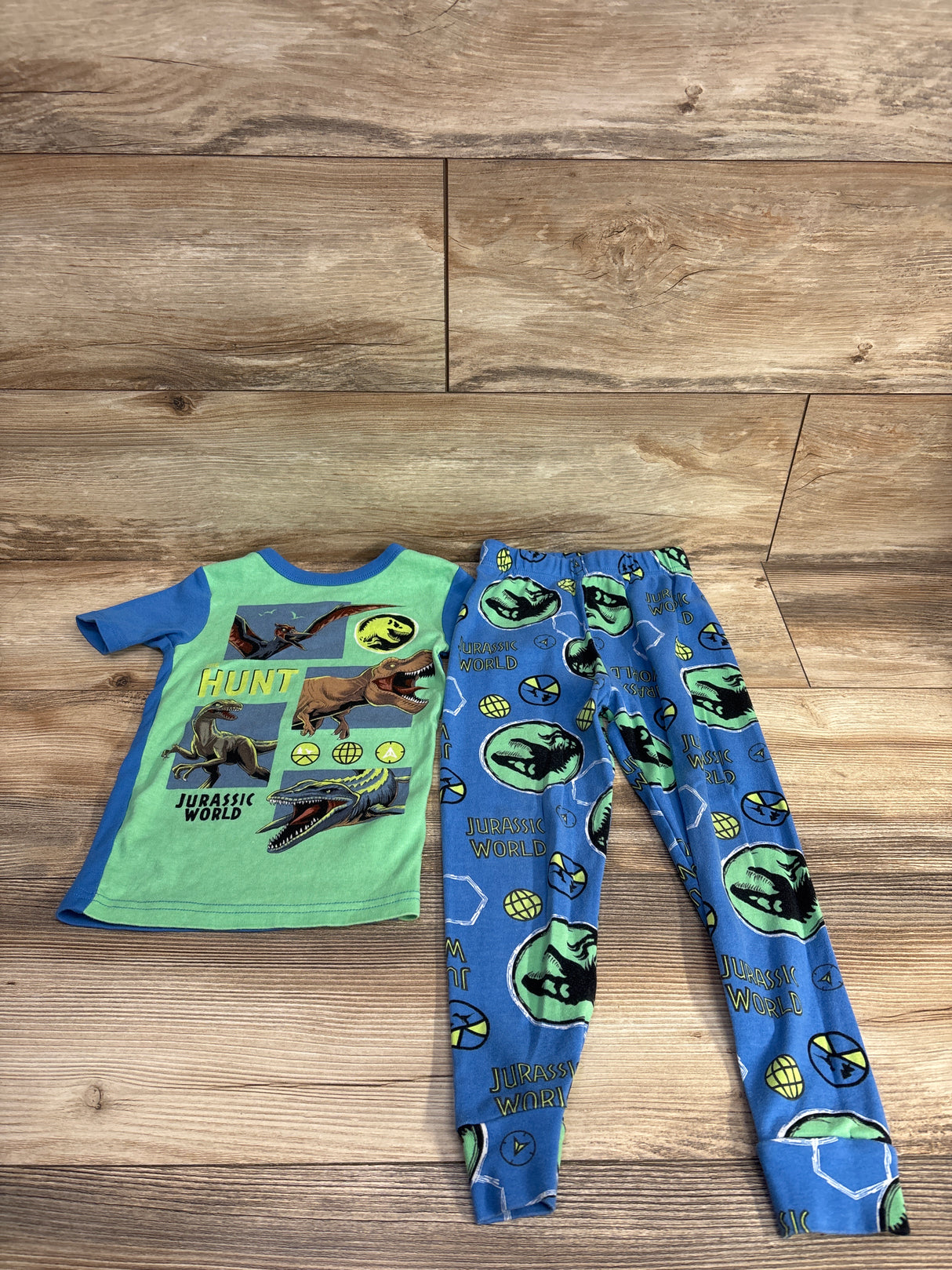 Jurassic World 2pc Dinosaur Pajama Set Blue sz 5T