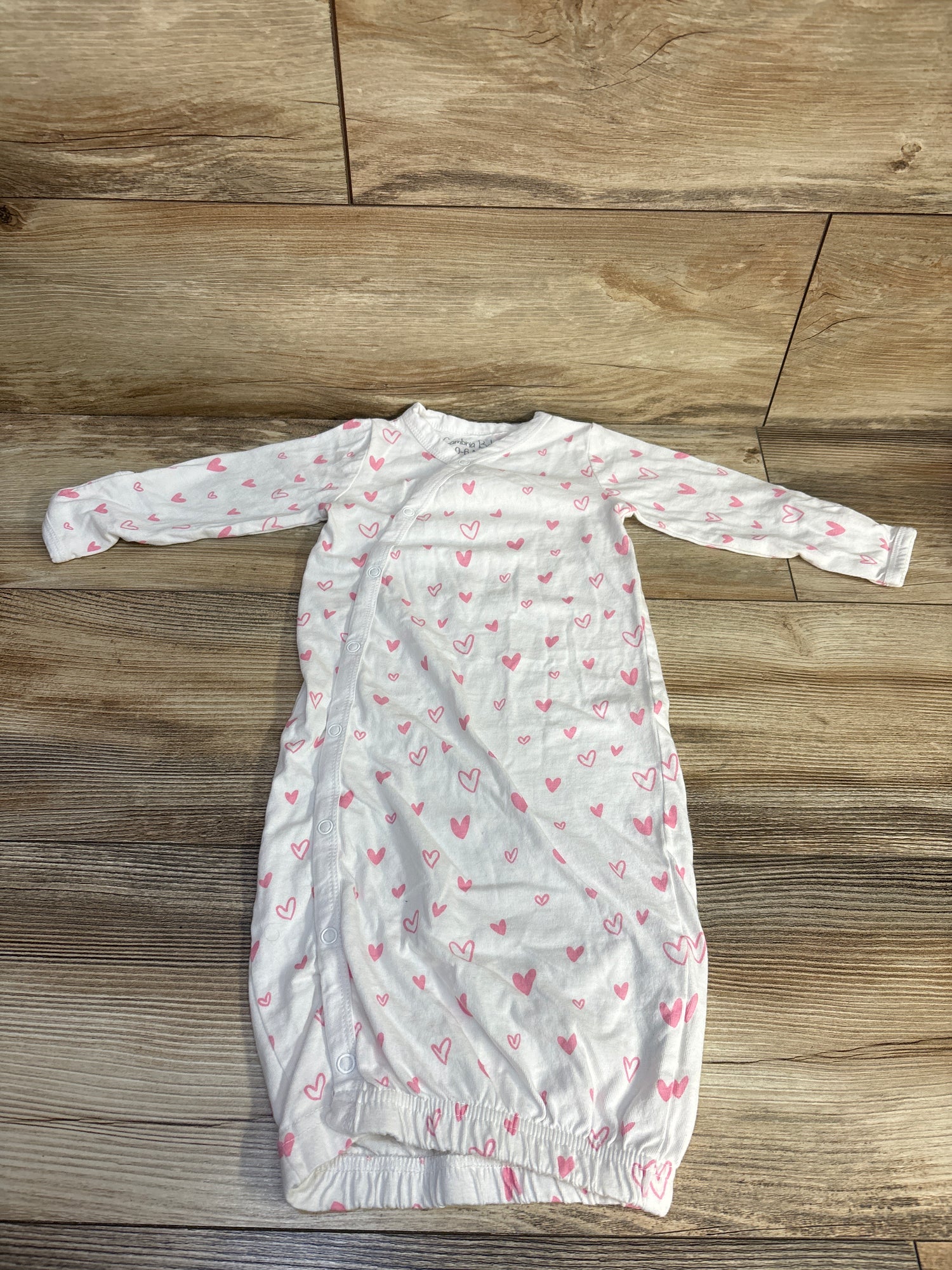 Cambria Baby Heart Print Kimono Sleep Gown White sz 0-6m
