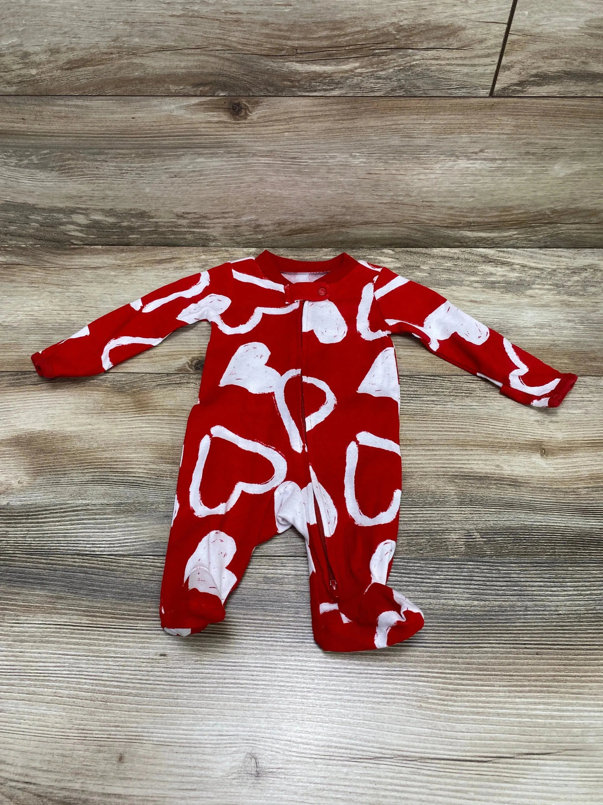 Carter's Heart Print Sleeper Red sz Newborn