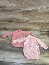 2pk Long Sleeve Collared Bodysuits Pink sz 6m
