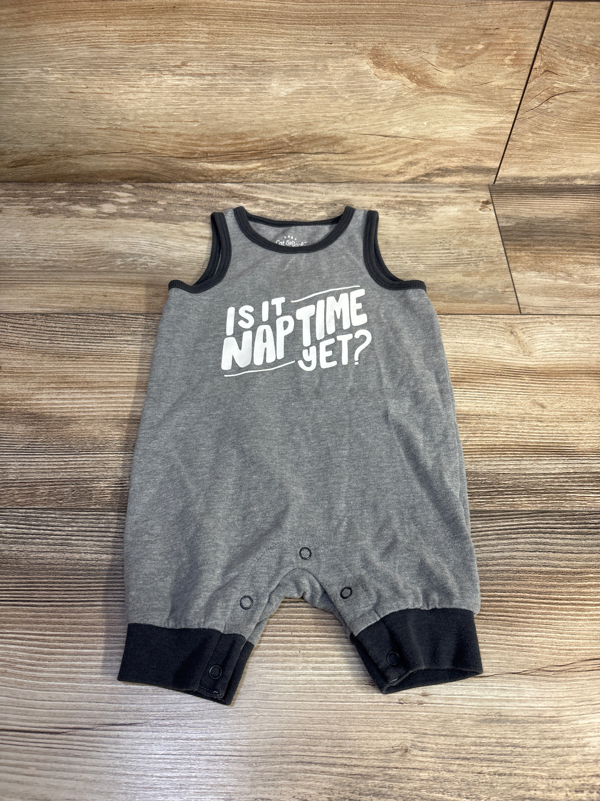 Cat & Jack Is It Nap Time Yet? Shortie Romper Grey sz 6-9m