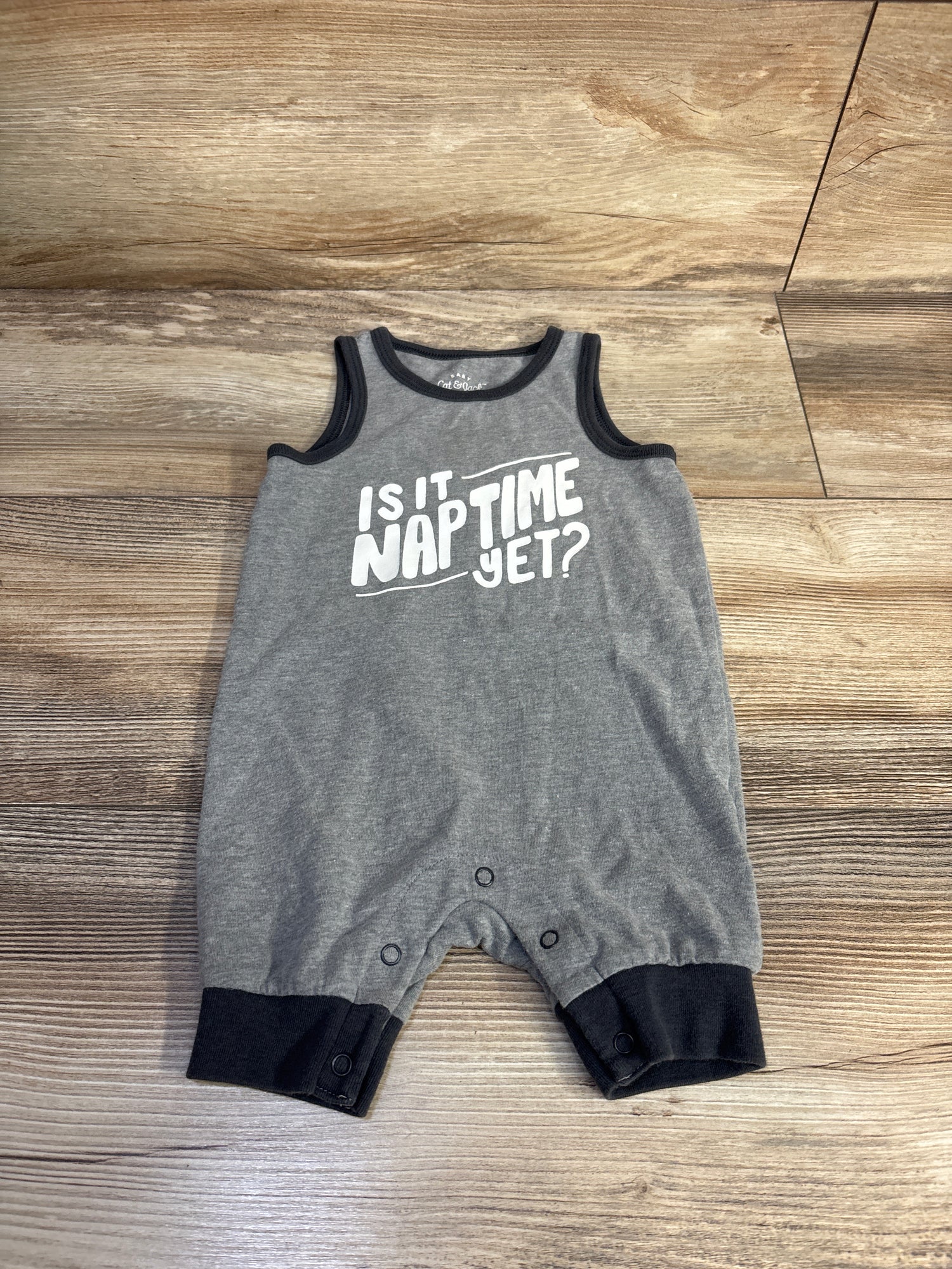 Cat & Jack Is It Nap Time Yet? Shortie Romper Grey sz 6-9m