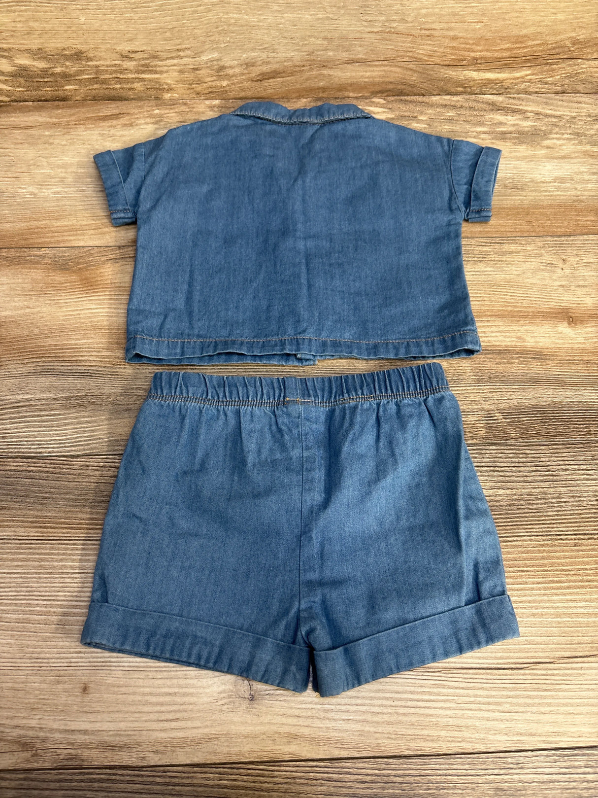 Cat & Jack 2pc Chambray Button Up Shirt & Shorts Blue sz 3-6m - Me n Mommy To Be