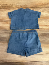 Cat & Jack 2pc Chambray Button Up Shirt & Shorts Blue sz 3-6m - Me n Mommy To Be