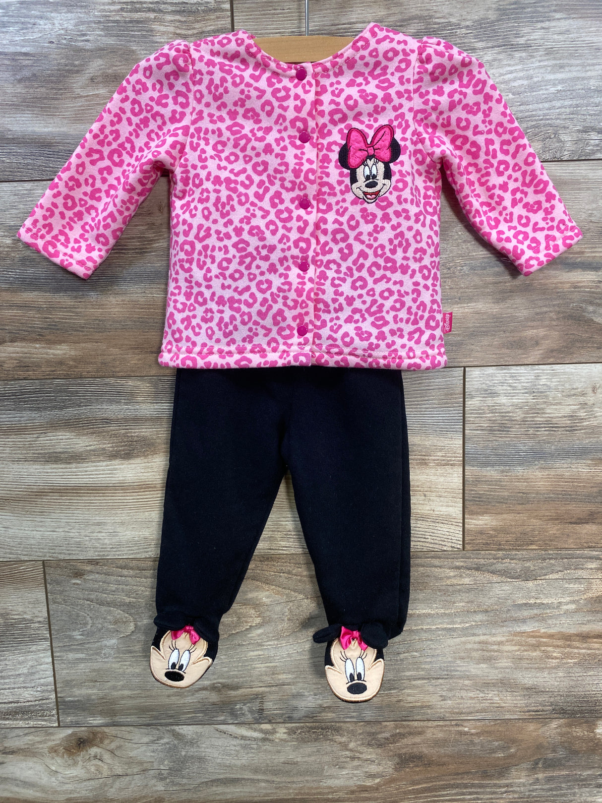 Disney Baby 2pc Long Sleeve Shirt & Footed Leggings Pink sz 0/3m