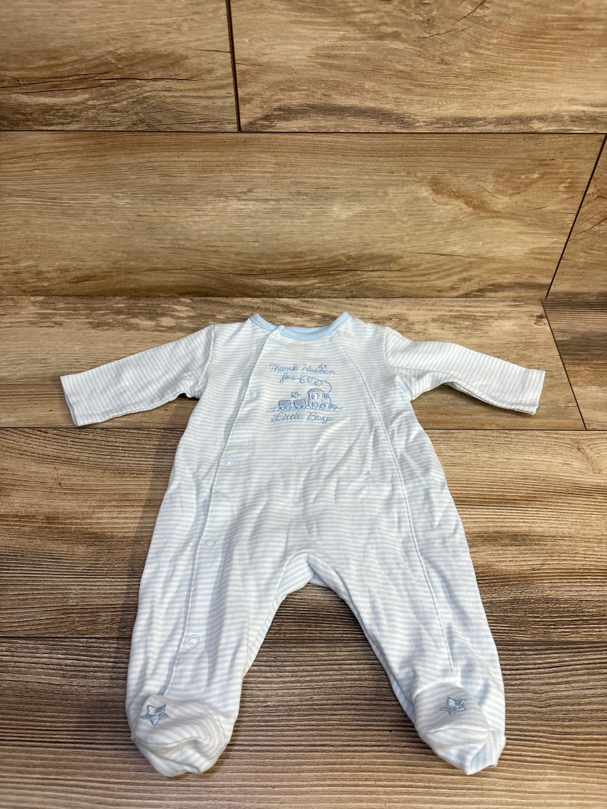 Little Me Side Snap Striped Sleeper Blue sz Newborn