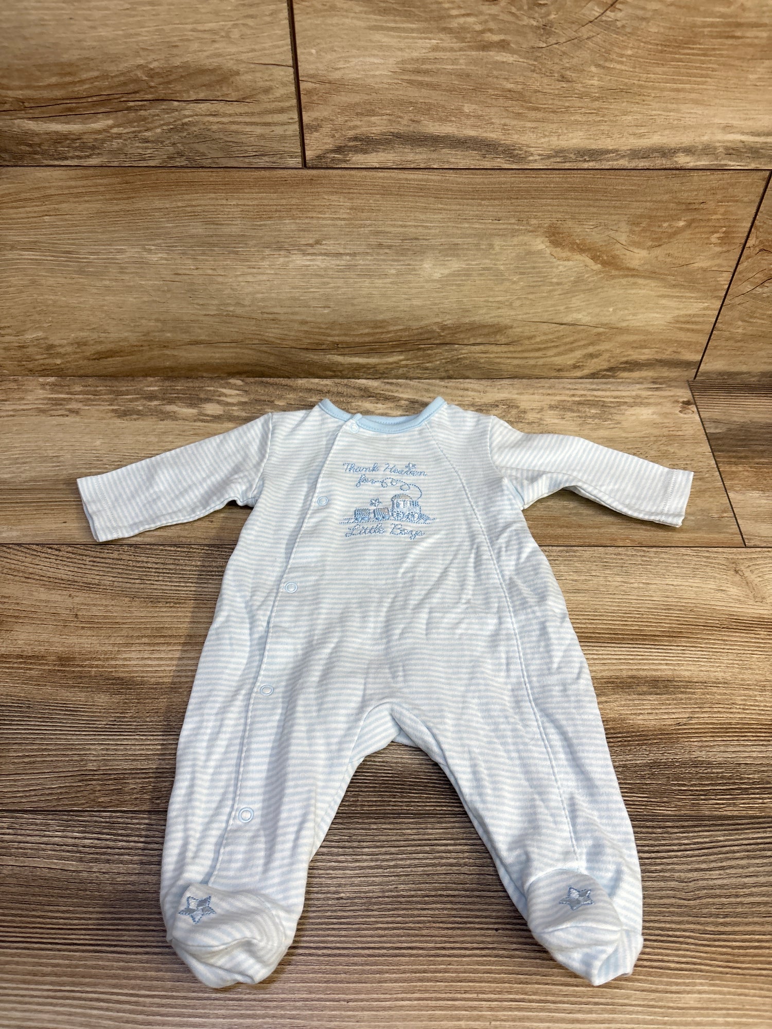 Little Me Side Snap Striped Sleeper Blue sz Newborn