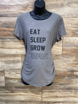 Time and Tru Maternity Eat Sleep Grow Repeat Ruched Shirt Grey sz Large