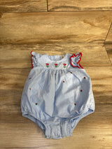 Little Me Embroidered Chambray Bubble Romper Blue sz 18m