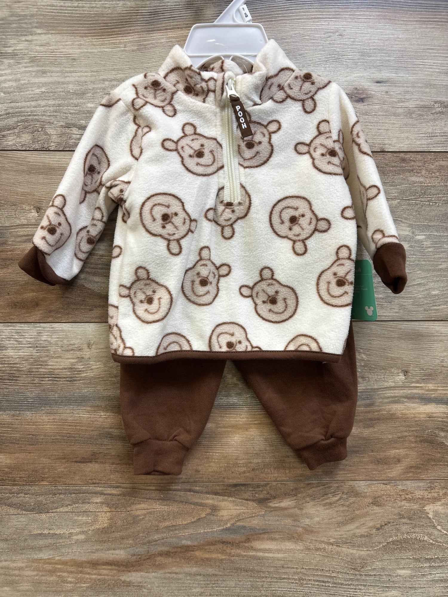 NEW Disney Baby 2pc Winnie The Pooh Fleece Half-Zip Jacket Set Ivory sz 3/6m