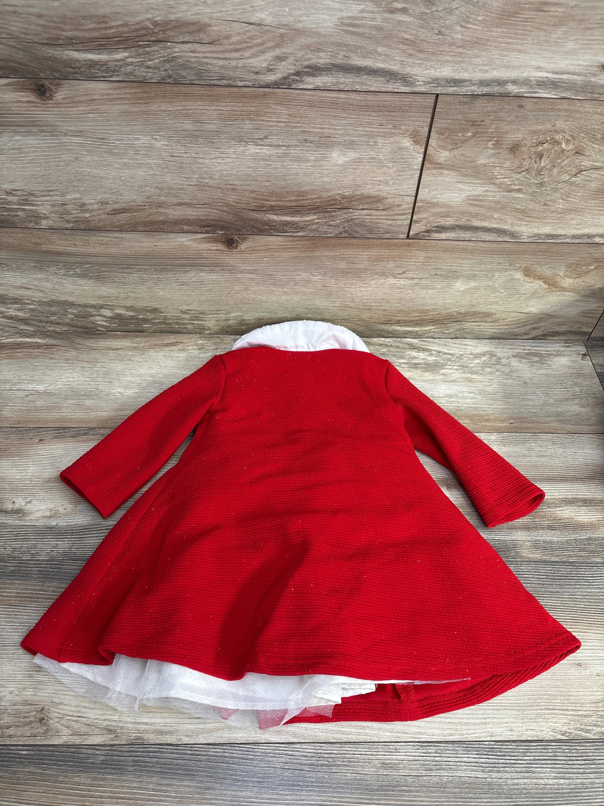 Blueberi Boulevard 2pc Ribbed Glitter Dress Coat & Dress Set Red sz 24m