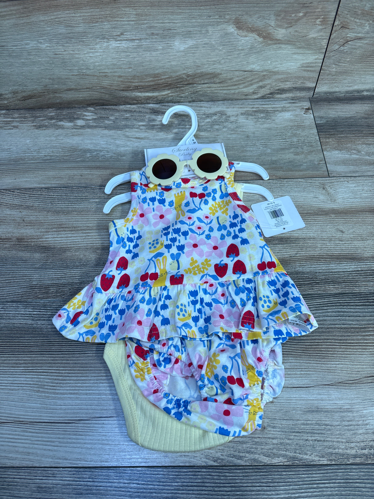 NEW Sterling Baby 4pc Dress Set with Sunglasses White sz 9m