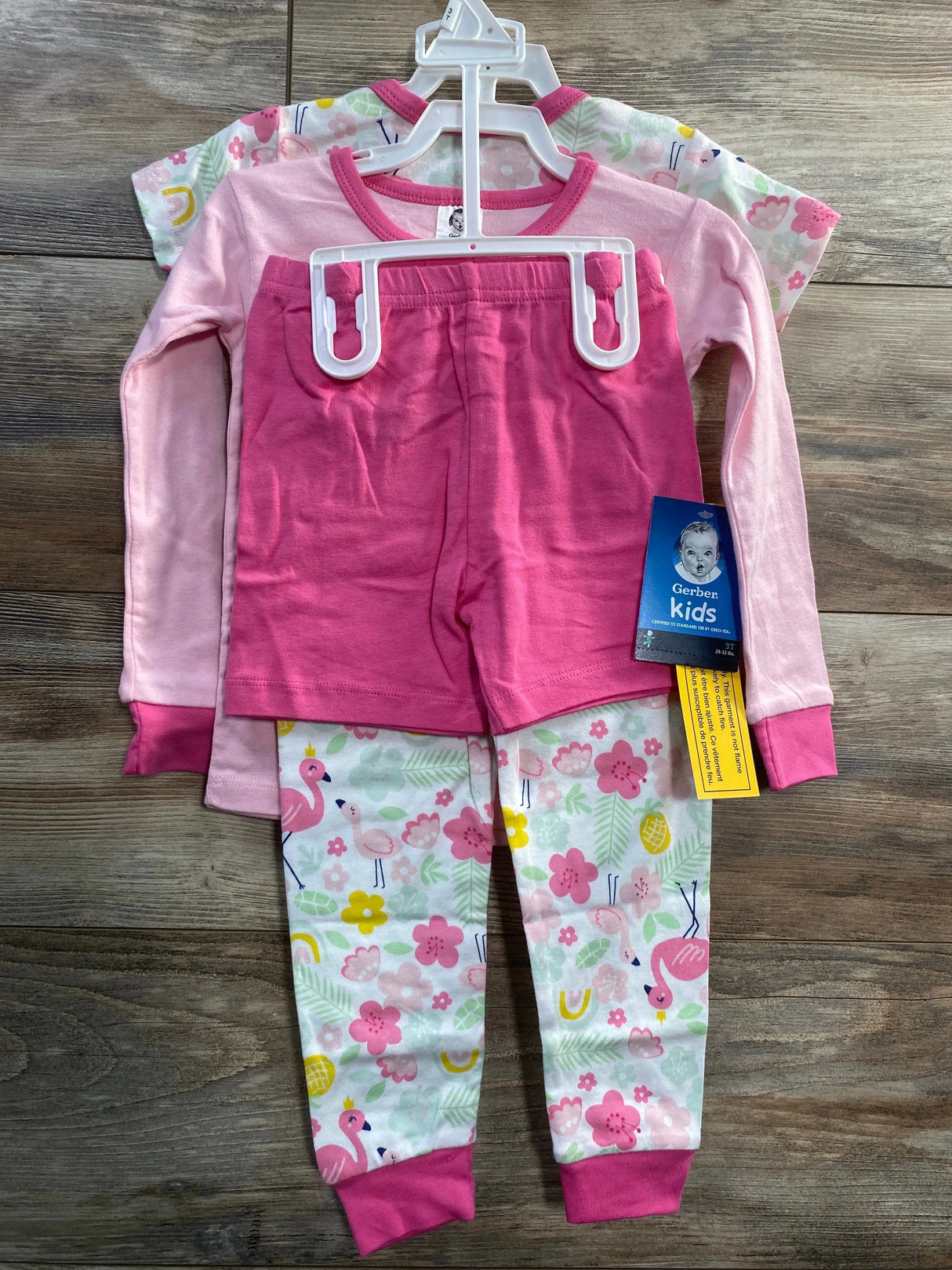 NEW Gerber 4pc Floral Pajama Set Pink sz 3T