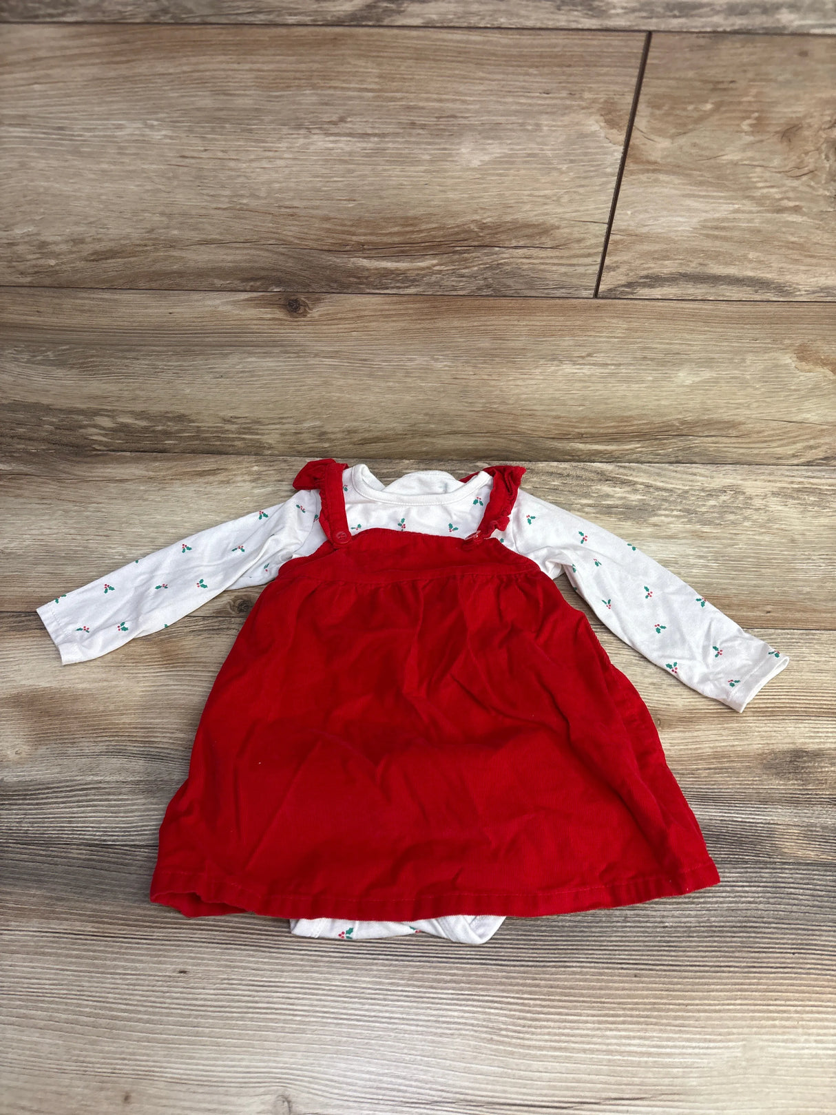 Cat & Jack Mistletoe Bodysuit & Cord Skirtall White sz 18m