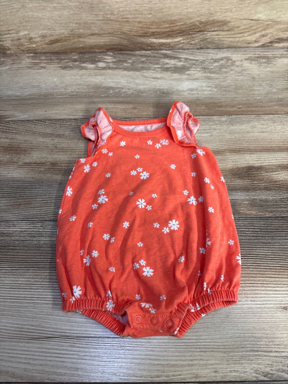 Cat & Jack Floral Bubble Romper Coral sz 0-3m