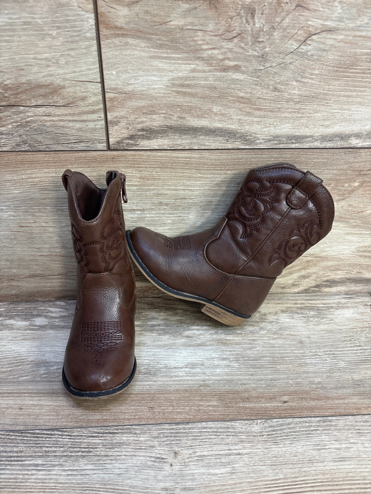 Cat & Jack Girls' Memphis Zipper Western Boots Brown sz 8c - Me n Mommy To Be