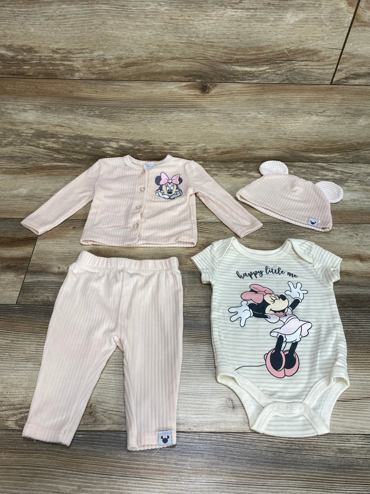 Disney Baby 4pc Minnie Mouse Velour Set Pink sz 0-3m