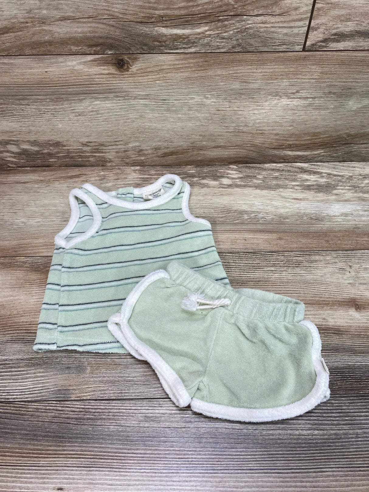 Easy-Peasy 2pc Striped Tank Top & Shorts Green sz 0-3m