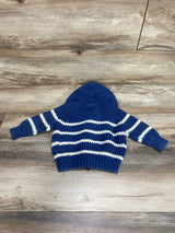 Baby Gap Striped Hooded Toggle Sweater Blue sz 6-12m