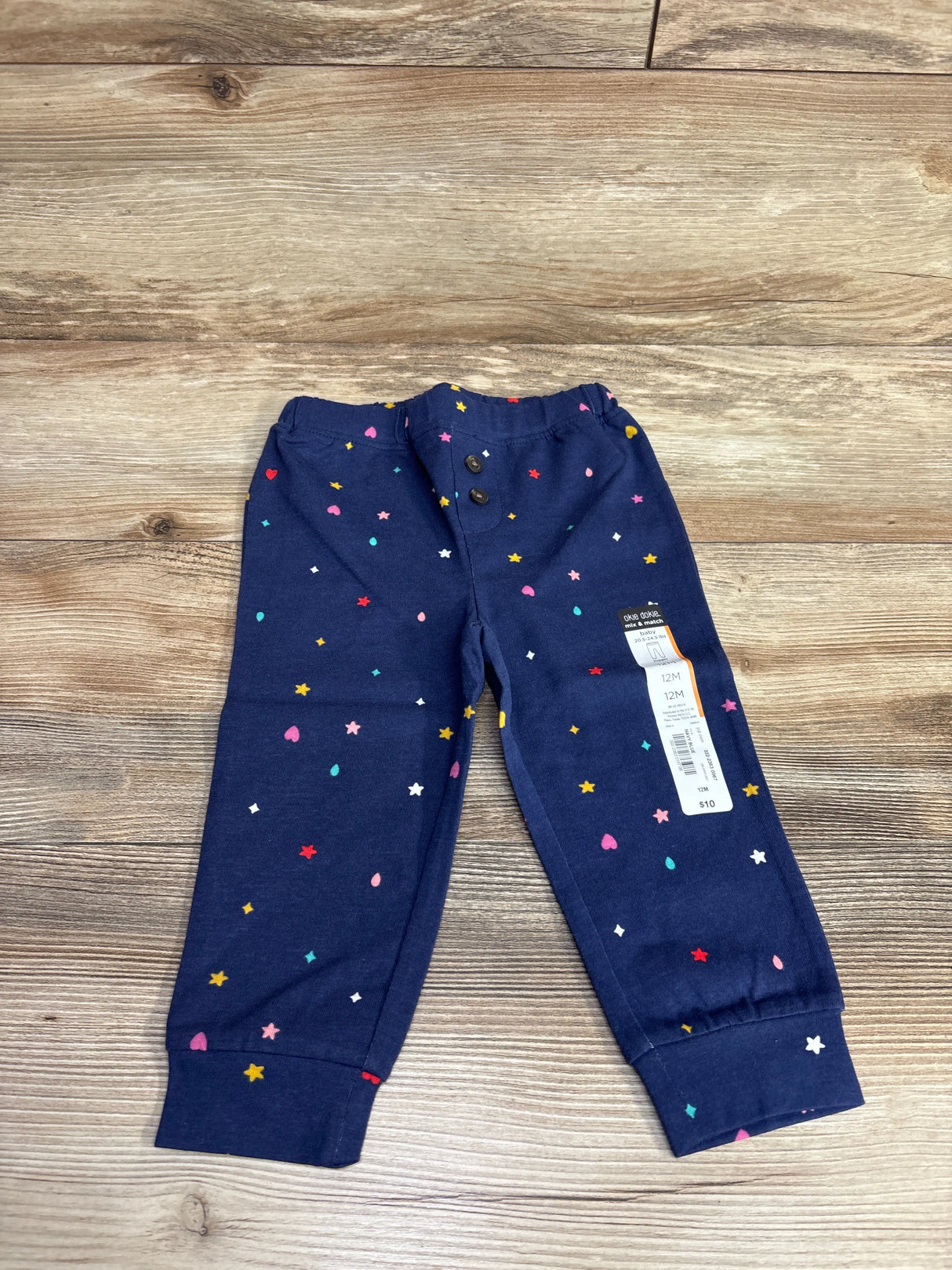 NEW Okie Dokie Button Joggers Navy Blue sz 12m
