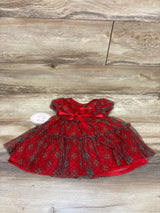 NEW Just Lizzy 2pc Holiday Plaid Tulle Dress & Bloomers Set Red sz 6/9m