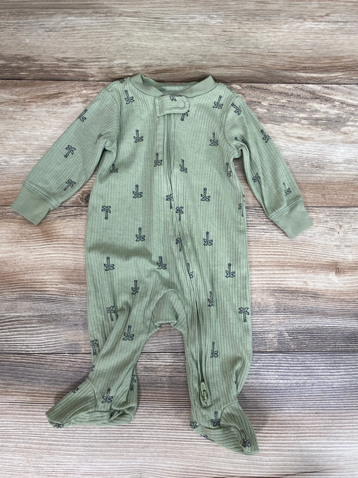 Carter's Ribbed Palm Tree Sleeper Green sz 3m