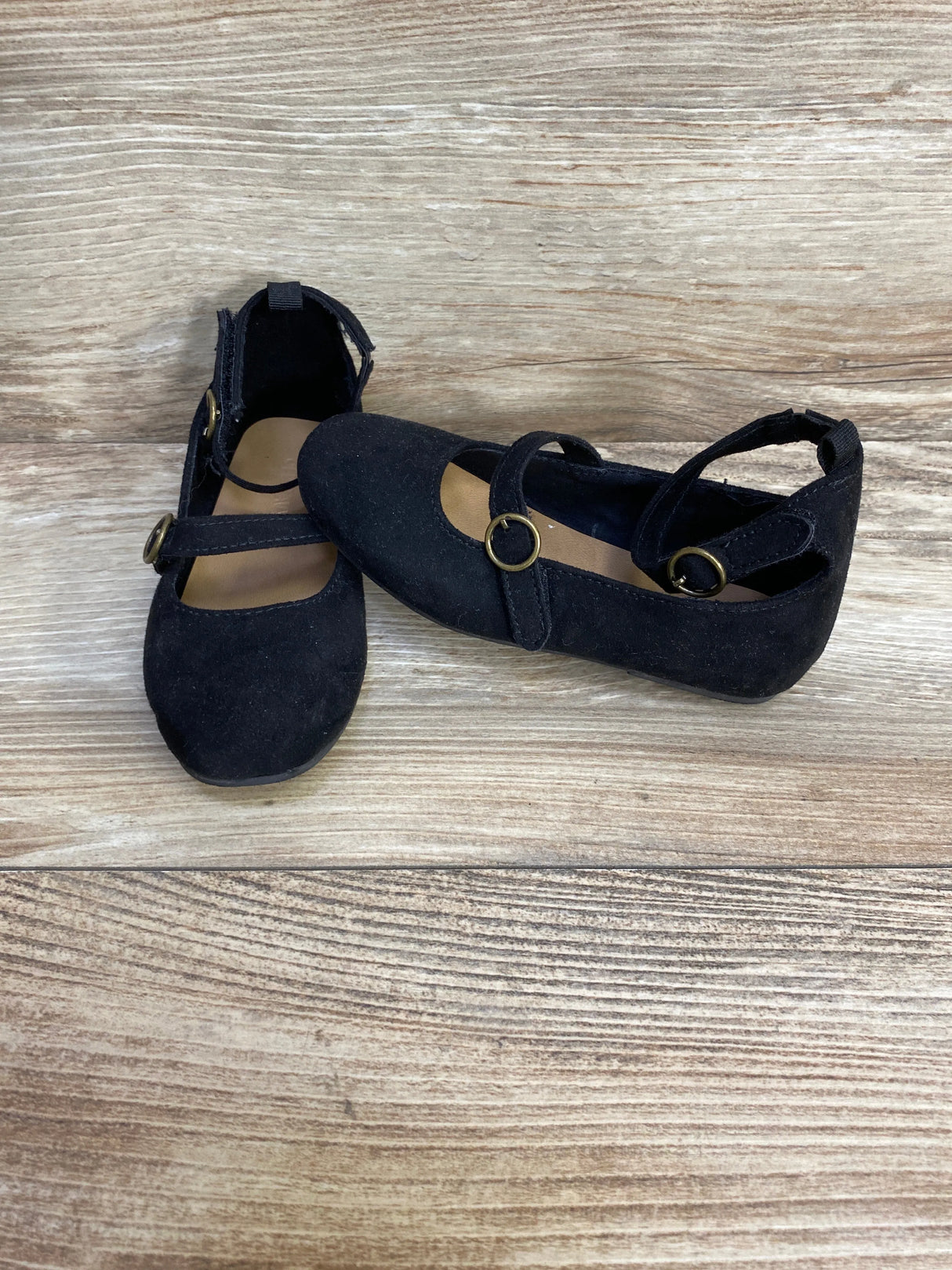 Old Navy Faux-Suede Double-Strap Ballet Flats Black Sz 6c