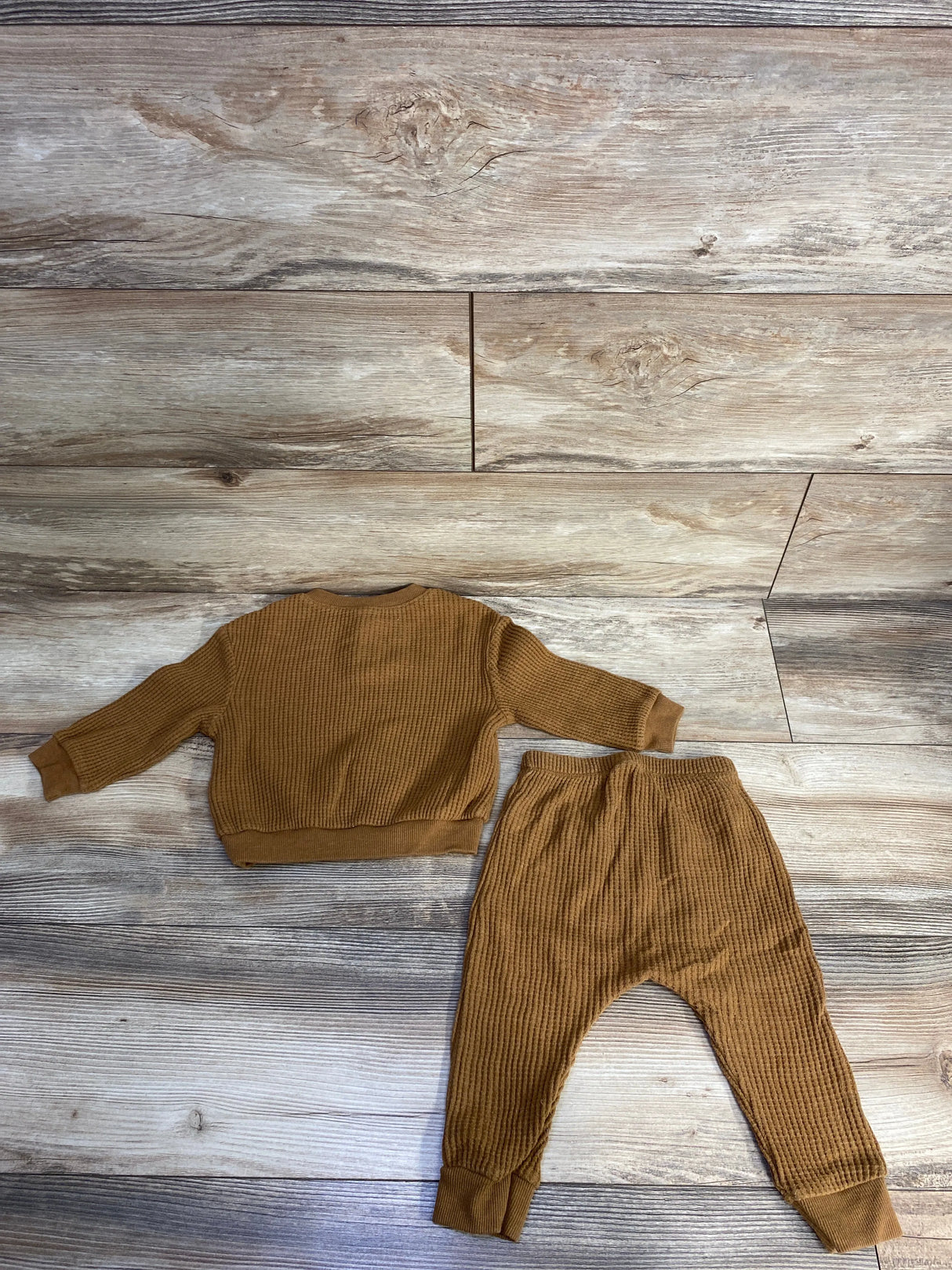 Old Navy 2pc Waffle Knit Shirt & Jogger Set Brown sz 12-18m