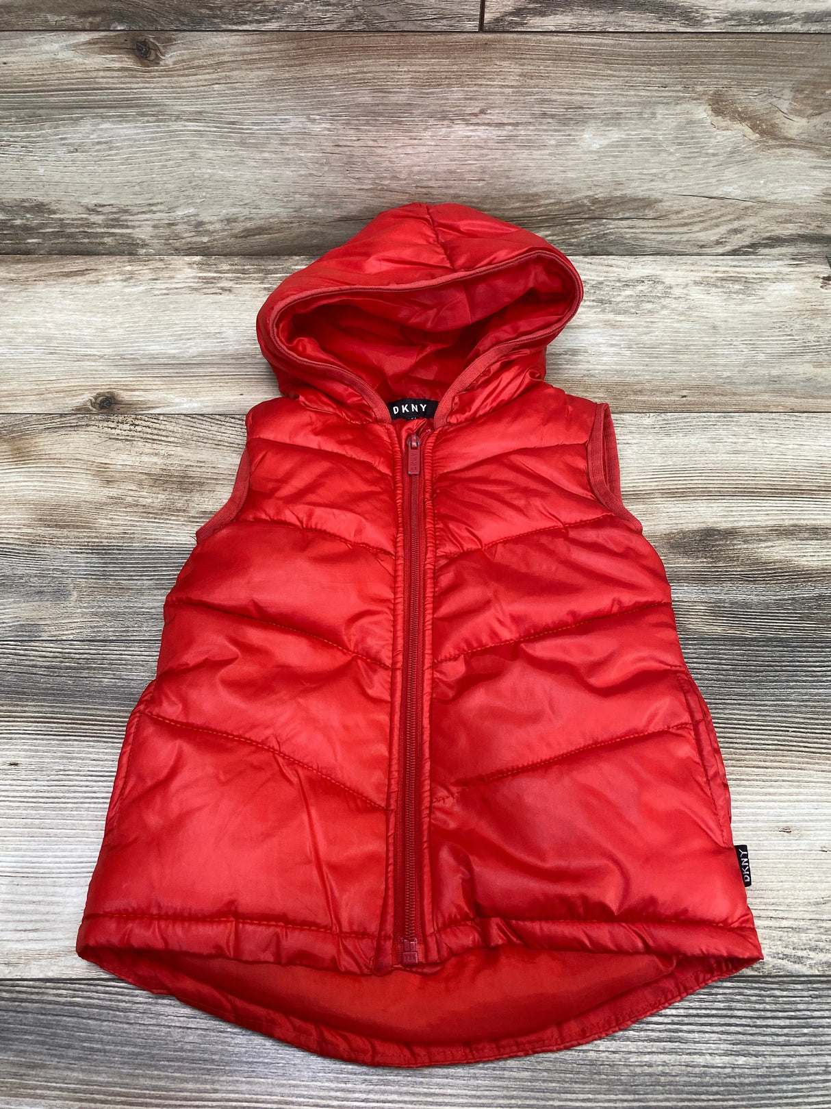 DKNY Hooded Puffer Vest Red sz 4T