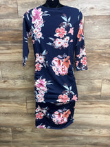 Miss Qee Maternity Floral Bodycon Dress Navy sz Small