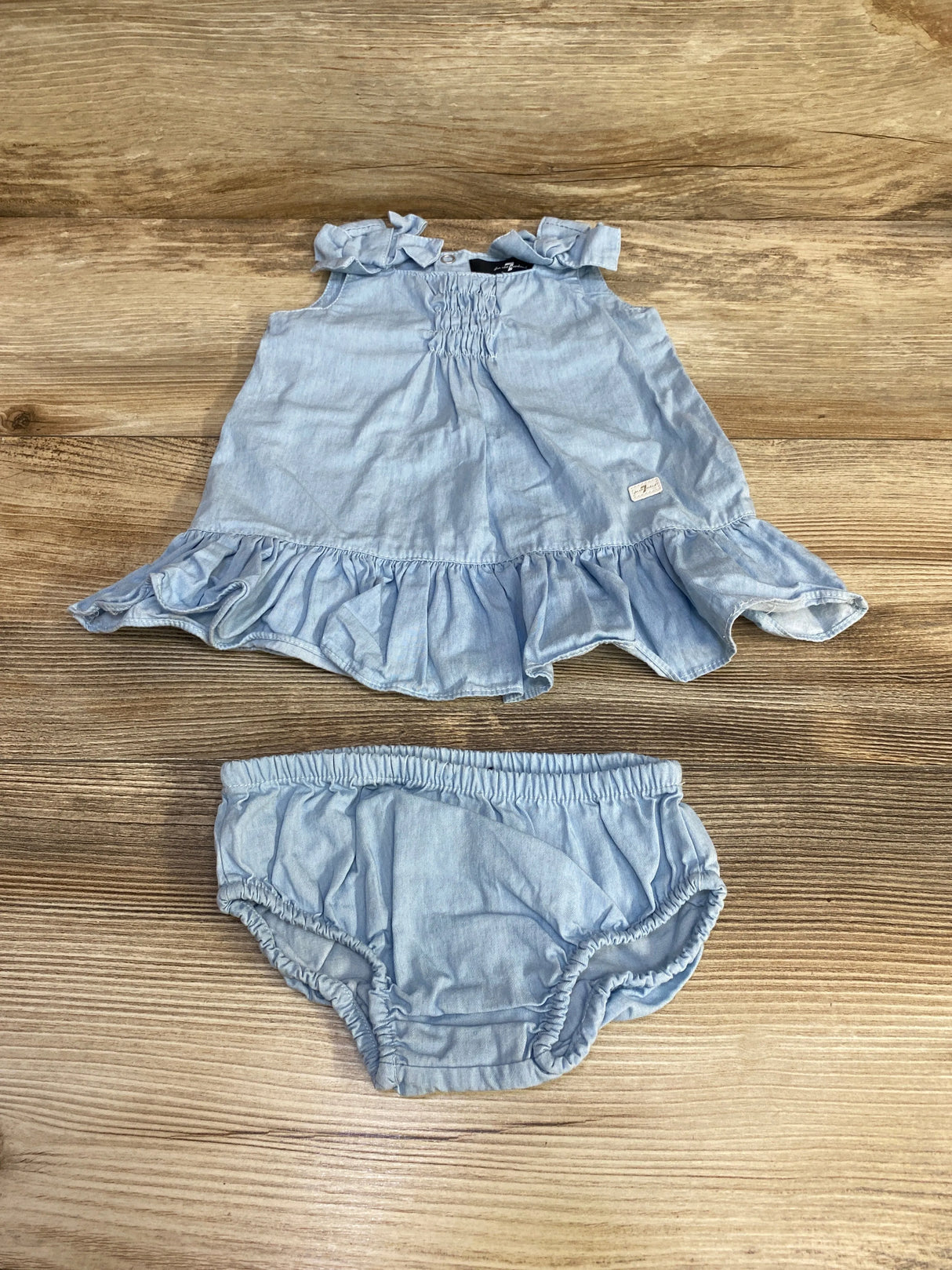 7 For All Mankind Chambray Dress & Bloomers Blue sz 0-3m