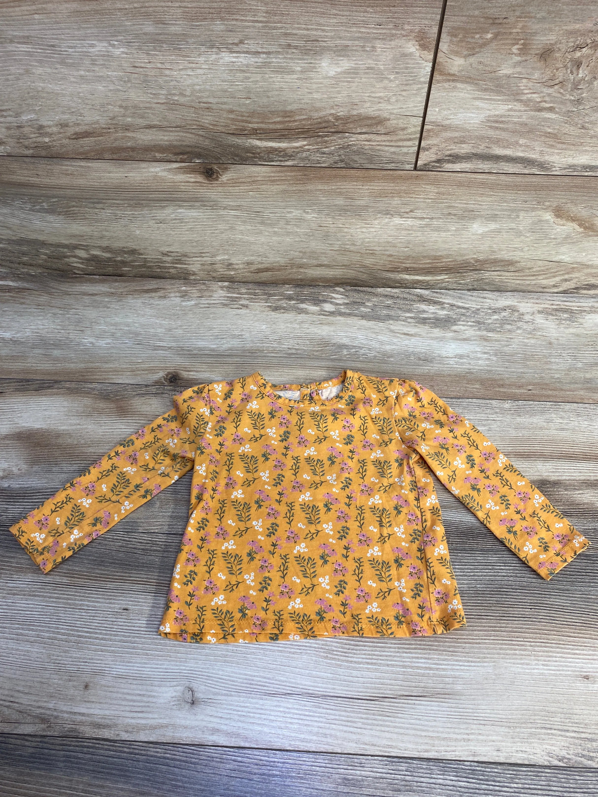 BCBG Girls Floral Long Sleeve Top Yellow sz 2T