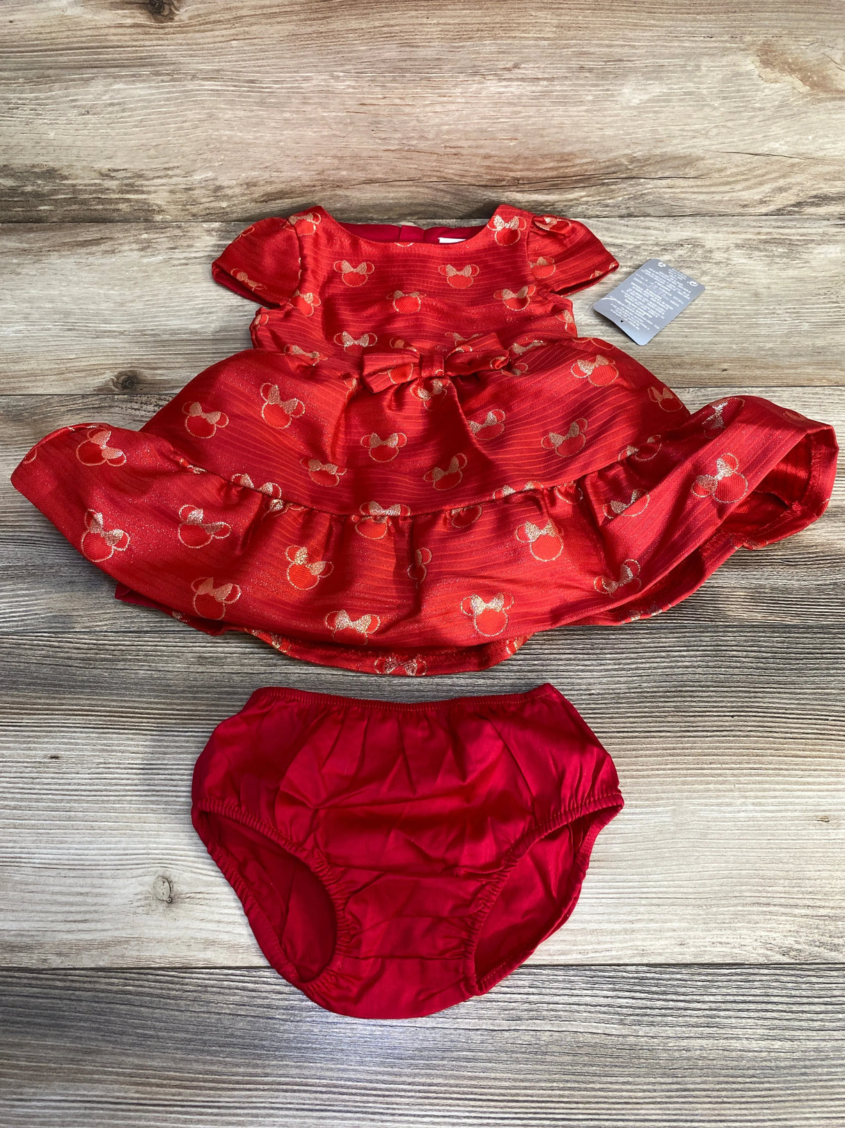 NEW Disney Store 2pc Minnie Mouse Dress & Bloomers Red sz 6-9m