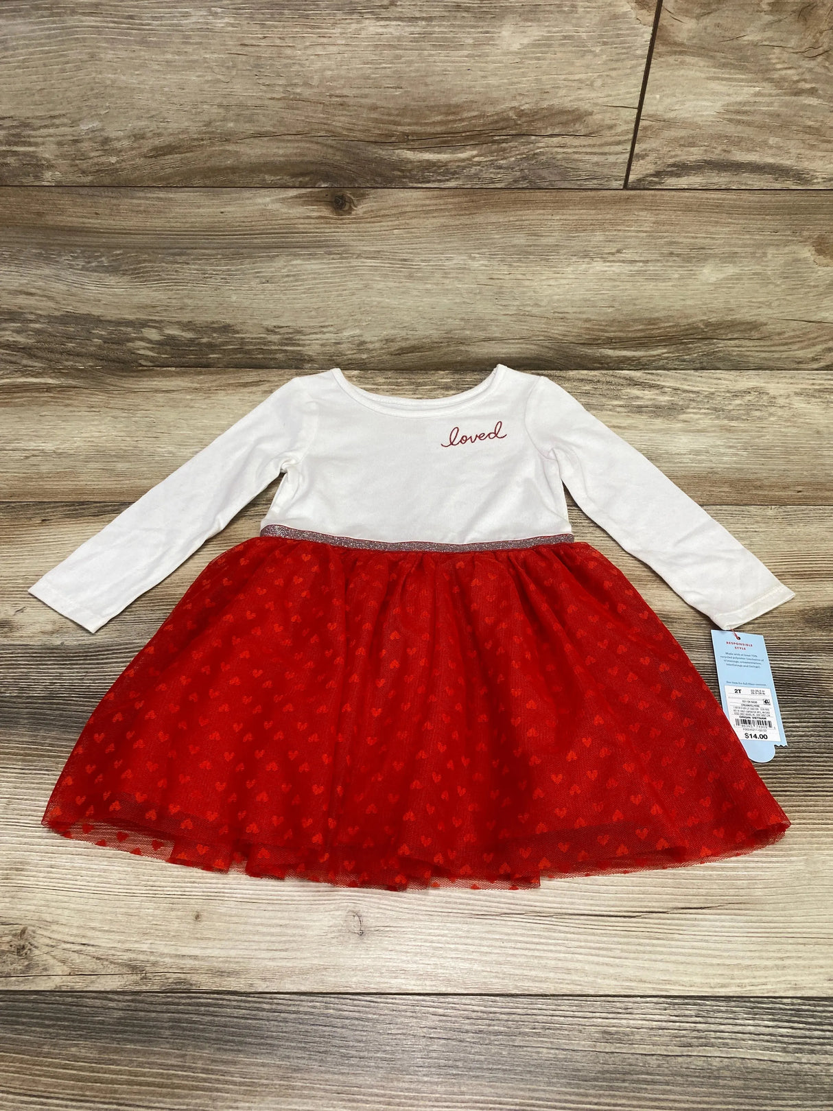 NEW Cat & Jack Loved Tulle Dress White/Red sz 2T