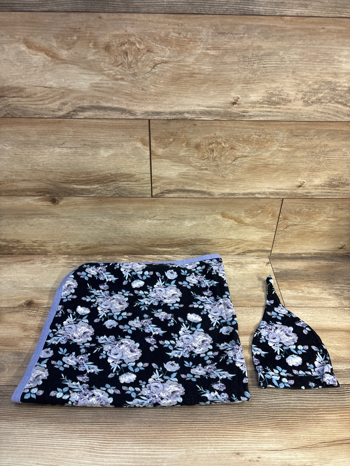 Baby Be Mine 2pc Floral Swaddle Blanket & Hat Set