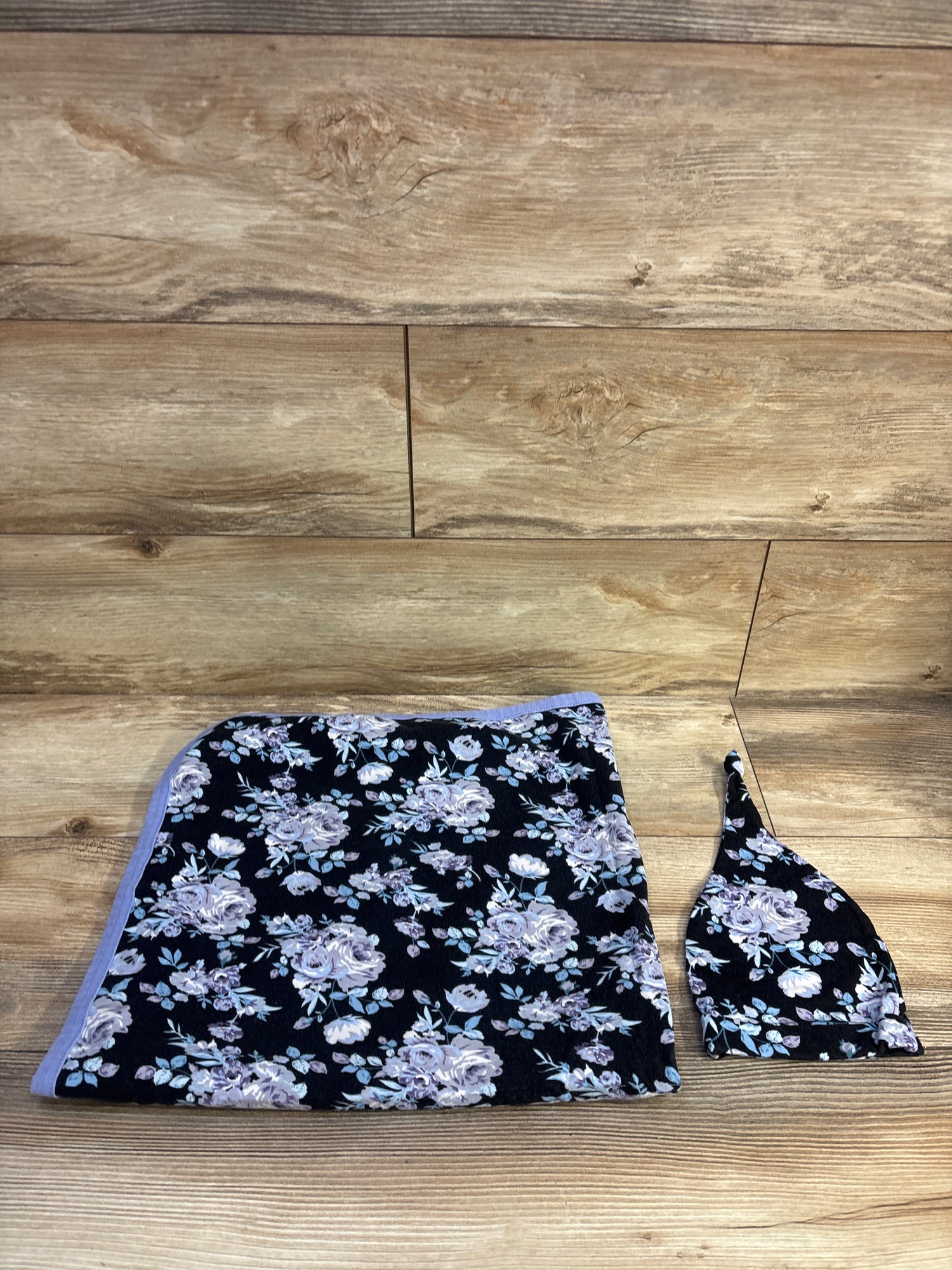 Baby Be Mine 2pc Floral Swaddle Blanket & Hat Set