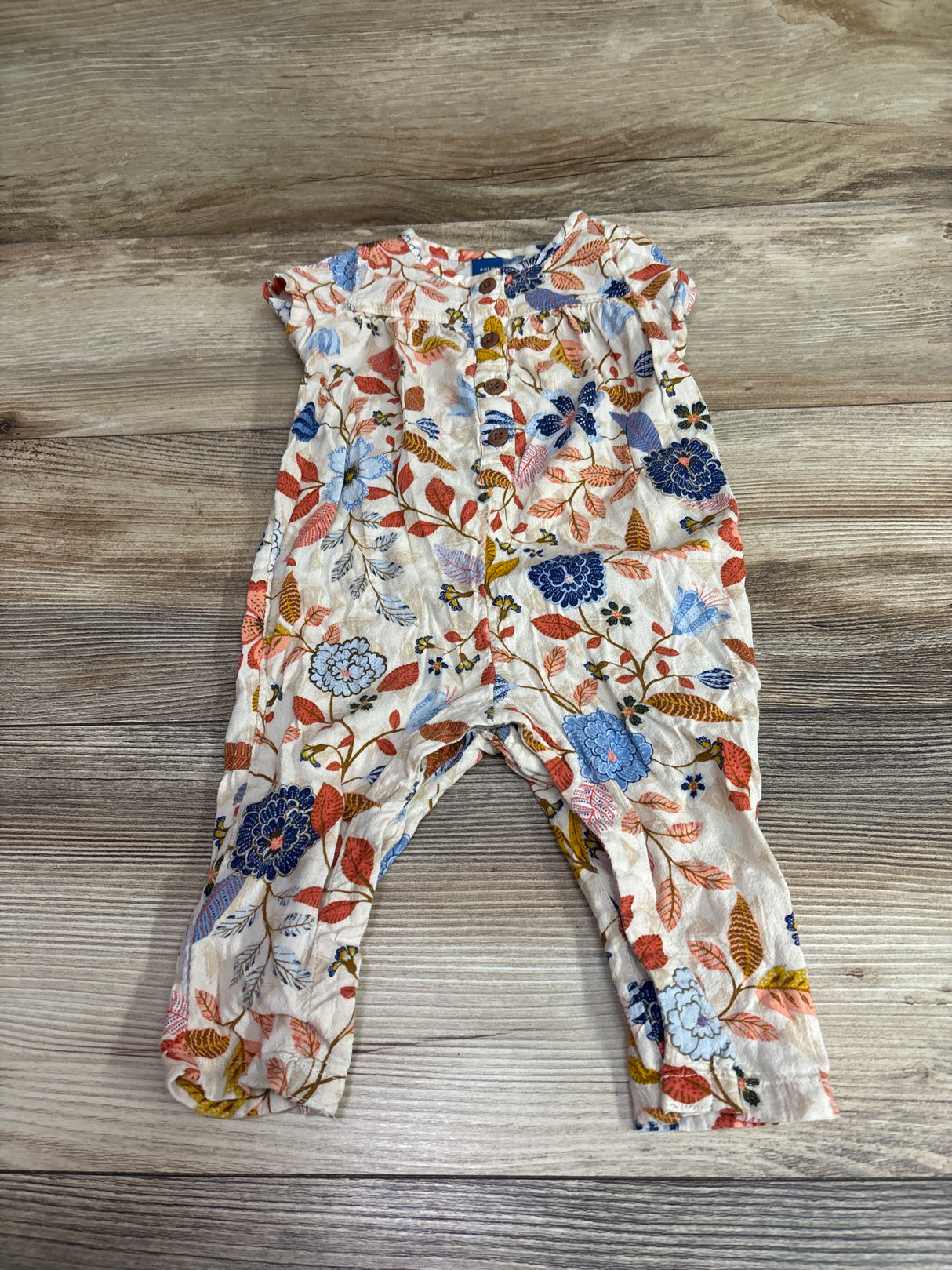 Old Navy Floral Button-Front Jumpsuit Beige sz 6-12m