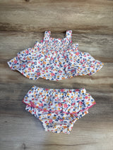 Little Lass Baby 2pc Smocked Ruffle Top & Bloomers Set White sz 3/6m