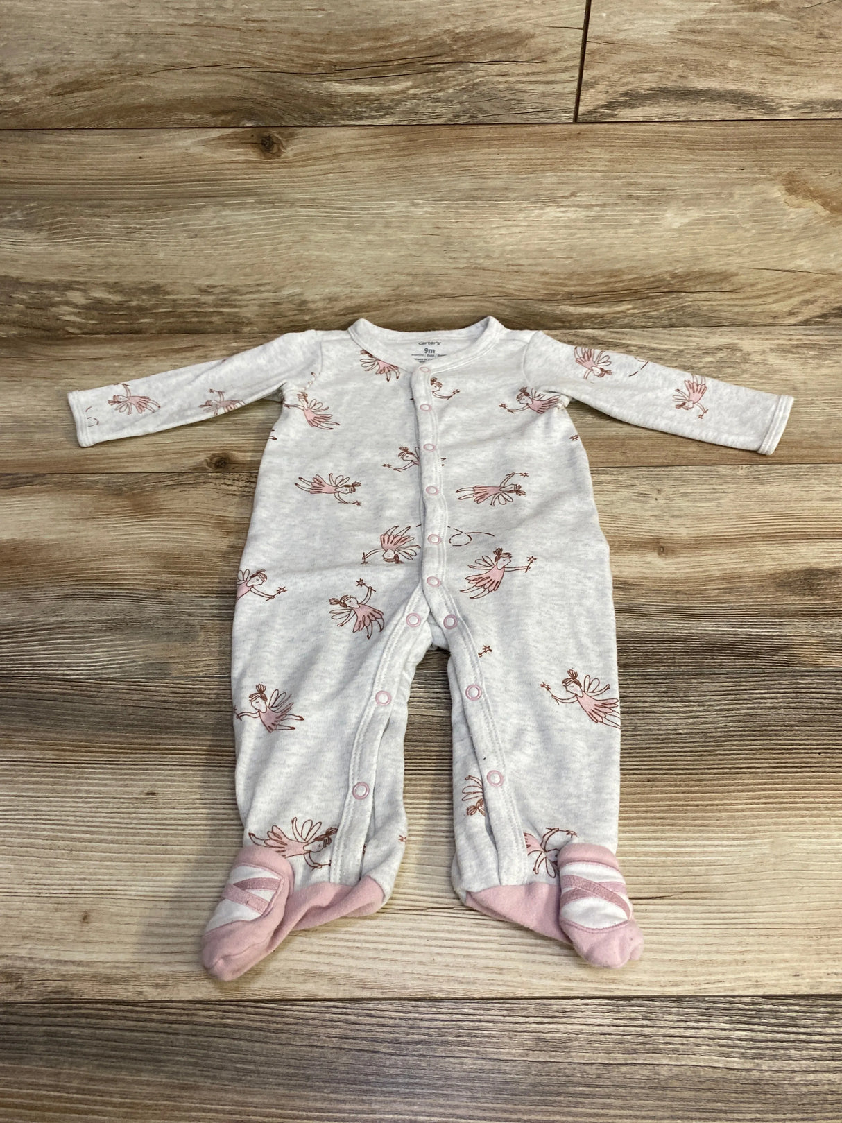 Carter's Fairy Print Sleeper Grey sz 9m