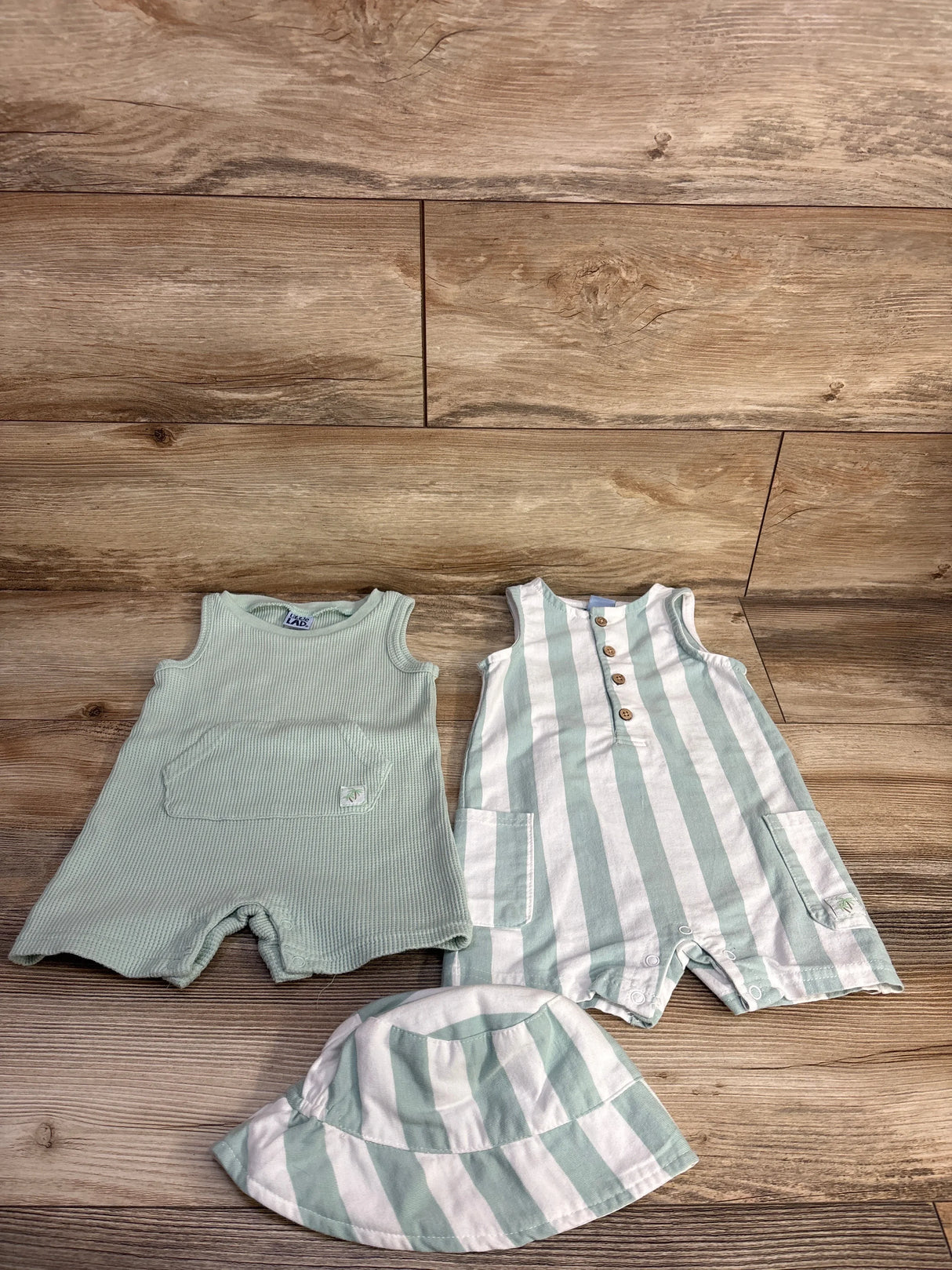 Little Lad 3pc Romper Set Green sz 12/18m