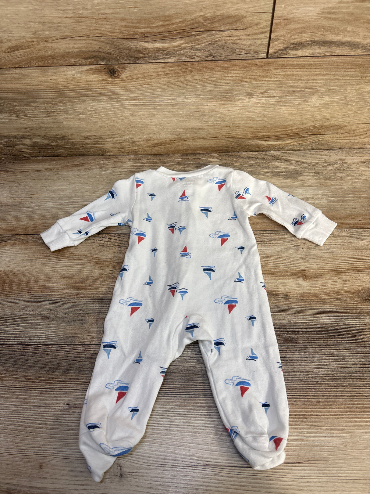 Just One You Boat Print Sleeper White sz 3m