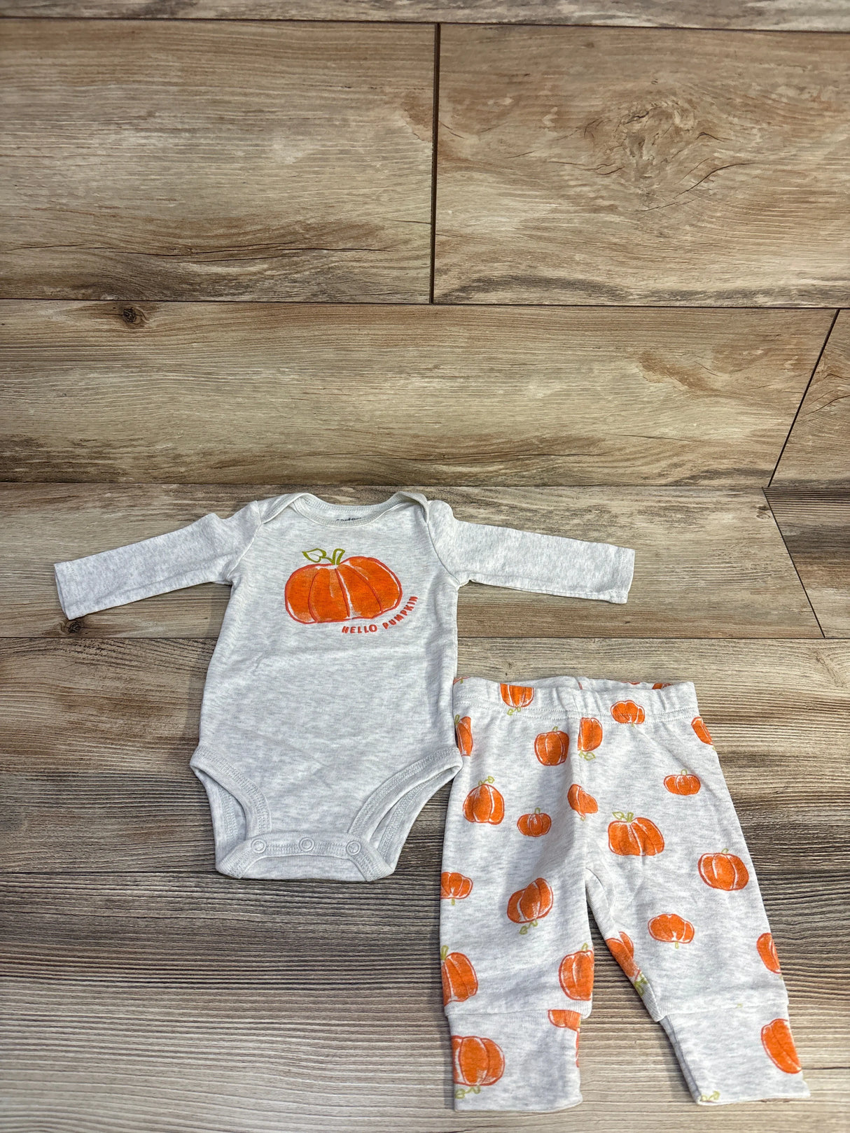 Just One You 2pc Pumpkin Bodysuit & Pants Grey sz 3m - Me n Mommy To Be