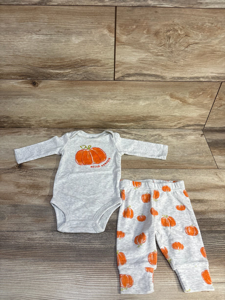 Just One You 2pc Pumpkin Bodysuit & Pants Grey sz 3m - Me n Mommy To Be