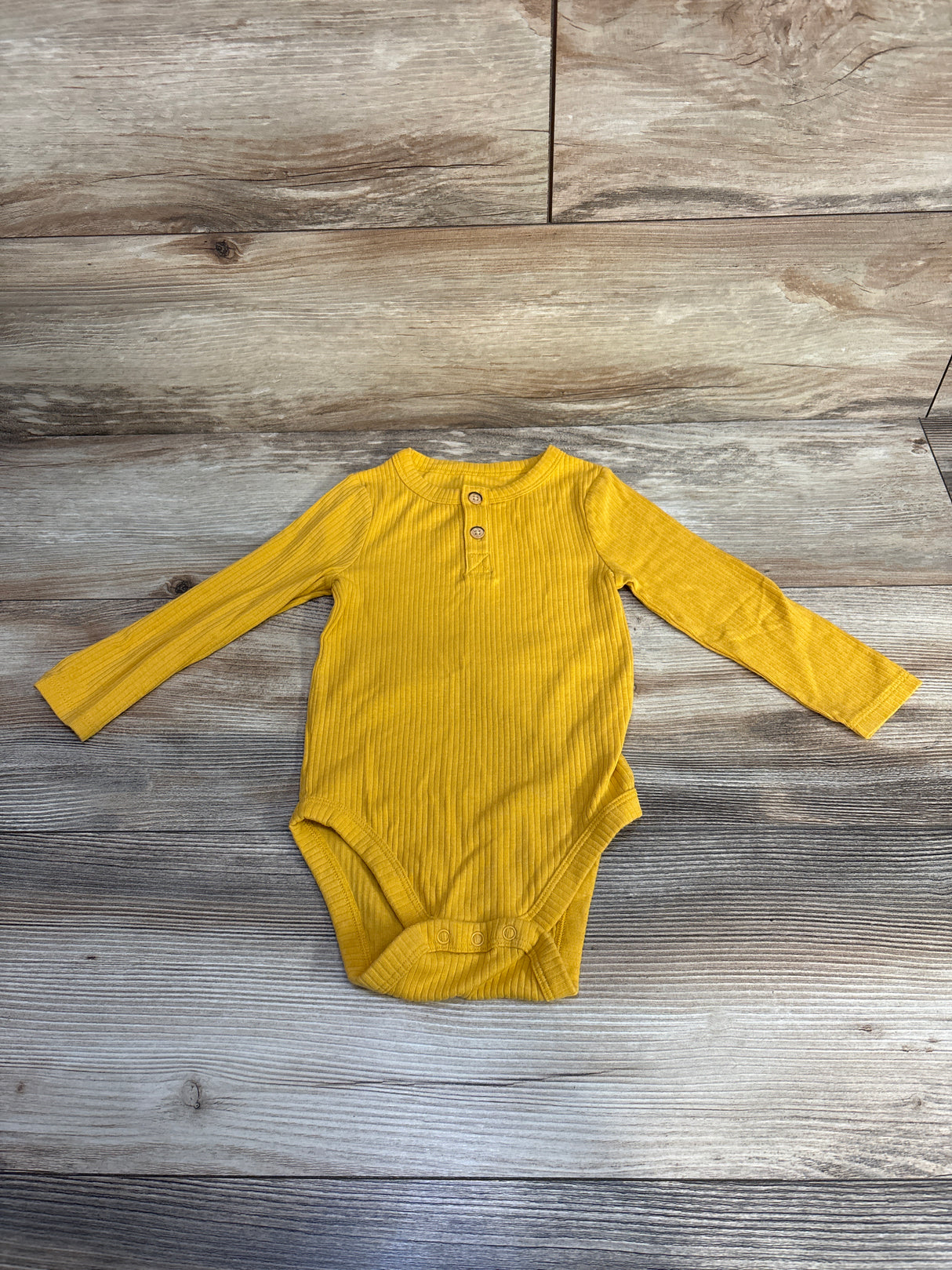 Cat & Jack Ribbed Henley Bodysuit Yellow sz 18m