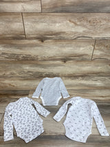 Simple Joys 3pk Elephant Print Bodysuits White sz Newborn