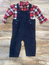 Just One You 2pc Flannel Shirt & Corduroy Overalls Black/Red sz 12m